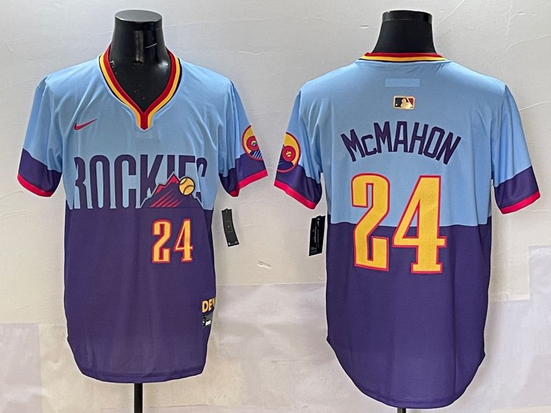 Men Colorado Rockies #24 Mcmahon Purple blue Joint Name 2025 Nike MLB Jersey style 1